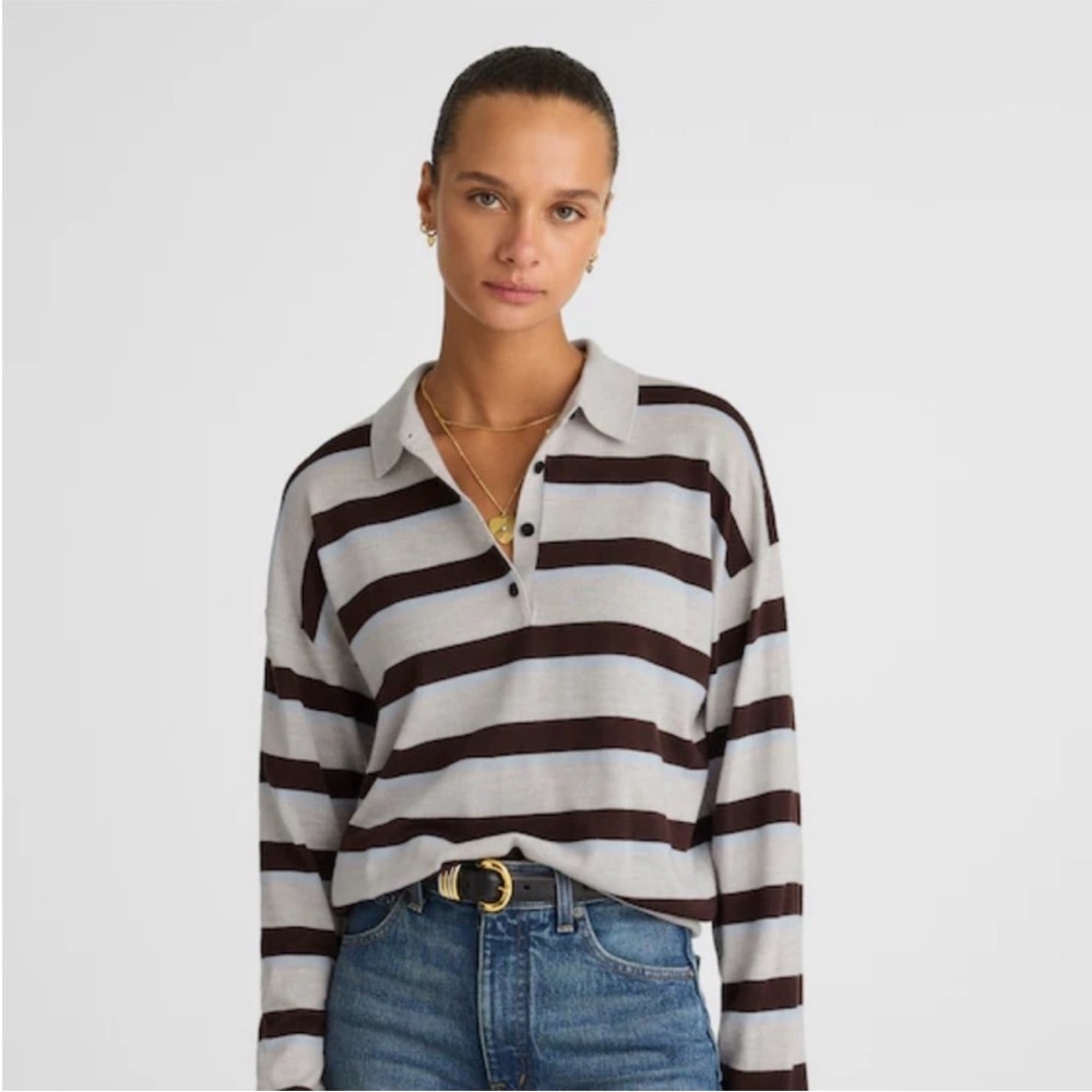 Madewell Polo Merino Wool Striped Sweater